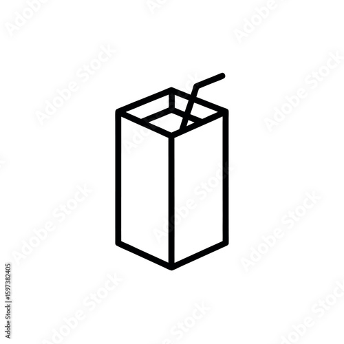 Juice box vector icon for refreshing fruit beverage and kid friendly drink