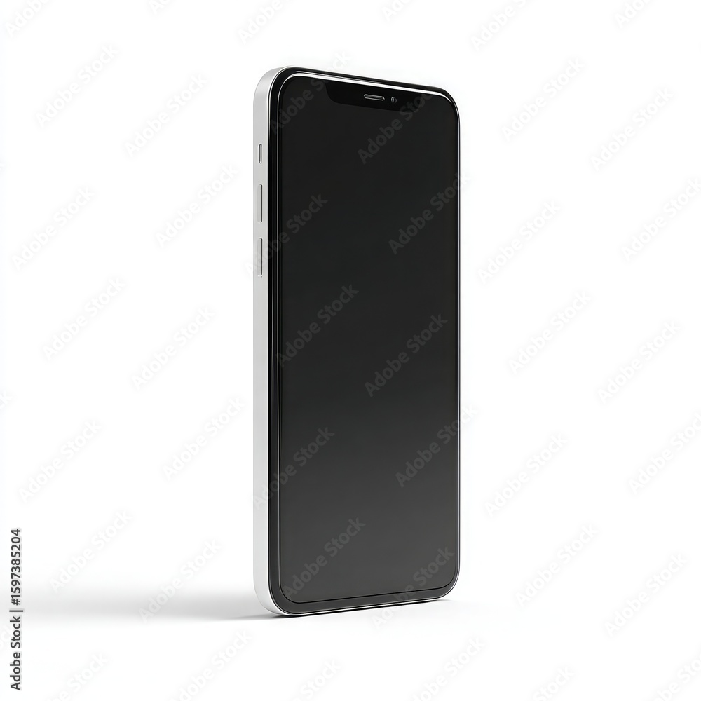 Modern smartphone with black screen on white background Modern smartphone with black screen on white background