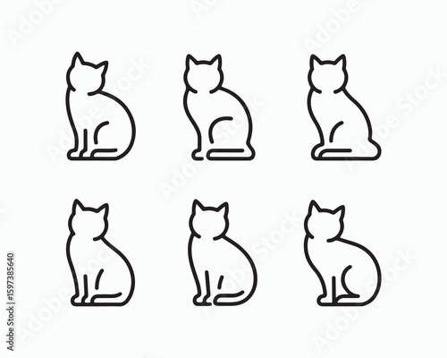 cat outline in various playful poses. Perfect for fabric, wallpaper, wrapping paper. Elegant, modern design for cat lovers