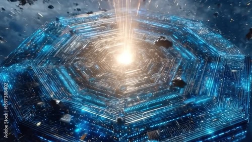 Futuristic Spaceship Structure in Space