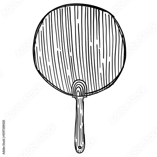 manual fan vector sketch line art hand drawn illustration
