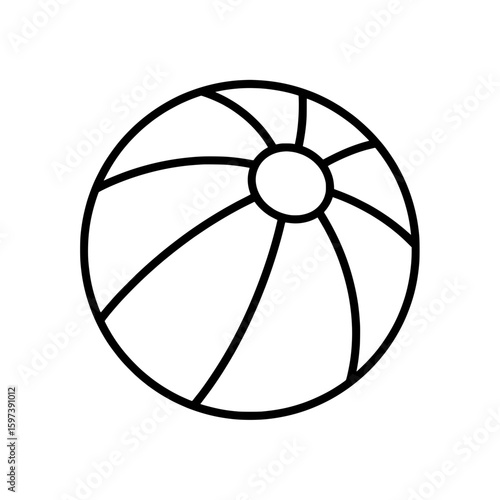Beach ball with segmented sections in outline style