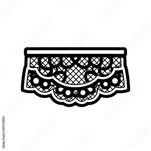 Lace pattern for decoration and crafts in black outline
