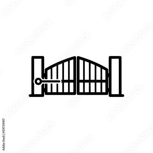 Closed wooden gate with latch for garden and yard entry