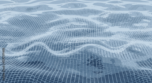 Abstract digital representation of water waves, showing a grid pattern.