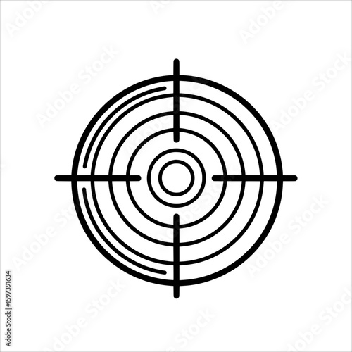 Target with concentric circles and crosshairs for shooting or aiming