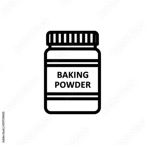 baking powder container with label for kitchen and cooking