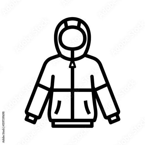 Illustration of a winter jacket with hood for outdoor apparel ads