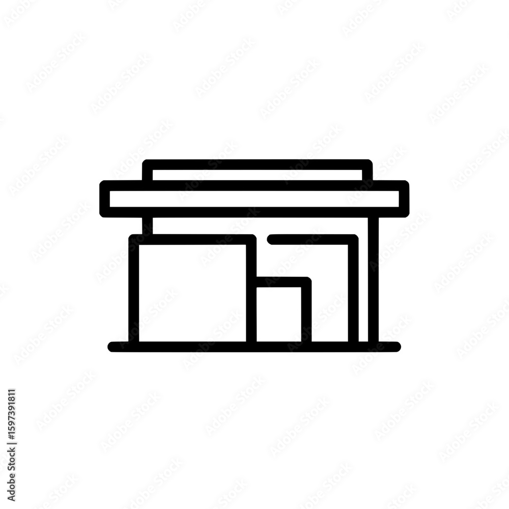 Modern storefront with large windows and awning for commercial use Modern storefront with large windows and awning for commercial use
