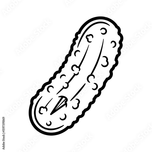 Cucumber with detailed texture and seeds in a realistic style