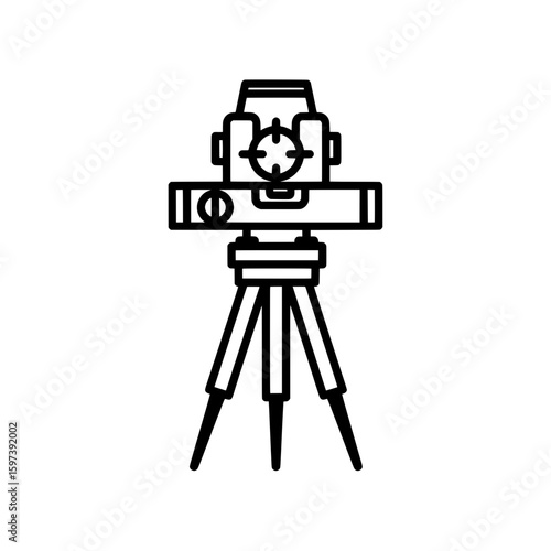 Surveyor theodolite on tripod for land measurement