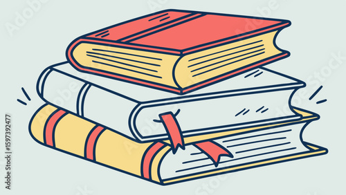 Vector illustration of colorful books for educational and literary resources