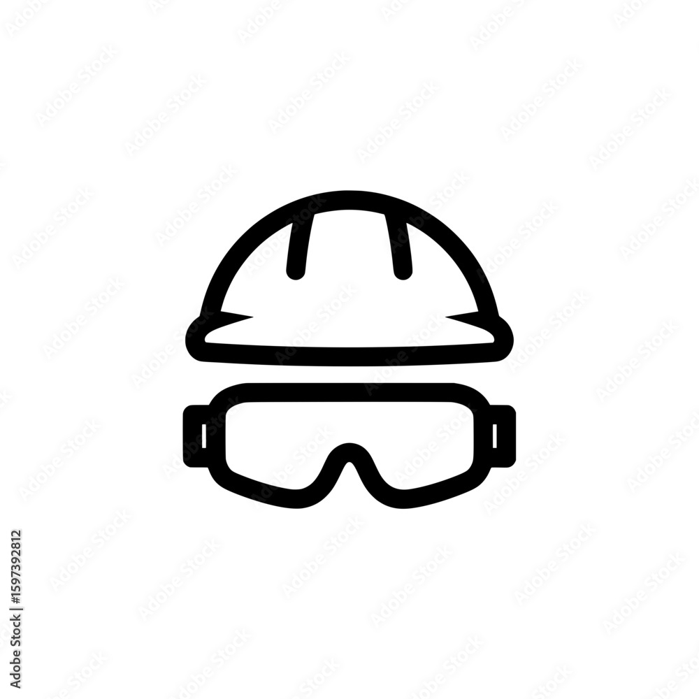 Fototapeta premium construction helmet with safety goggles icon