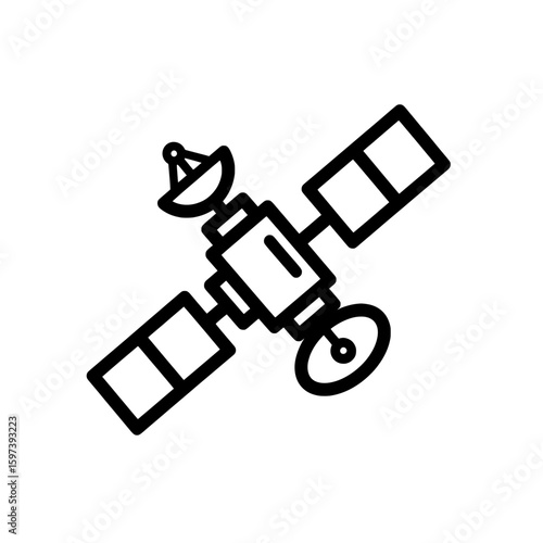 Satellite with solar panels and dish antenna