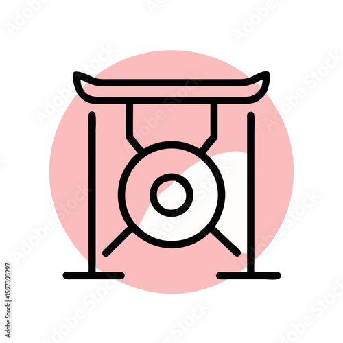 Vector illustration of a gong for meditation and sound therapy
