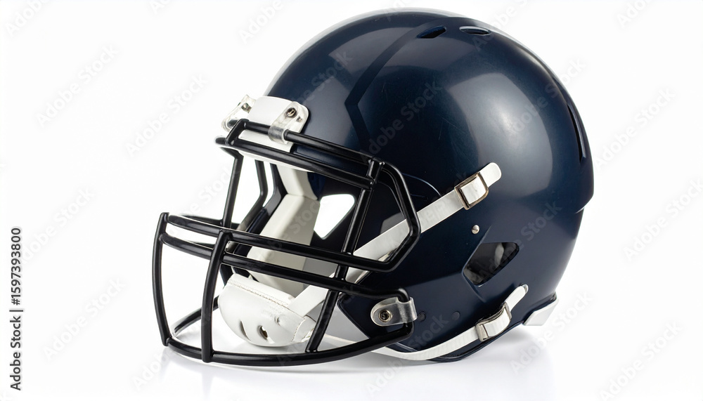 Naklejka premium Close up Black Rugby Helmet, Isolated on White Background
