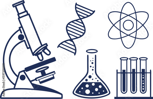 Set of Scientific Laboratory Equipment Icons