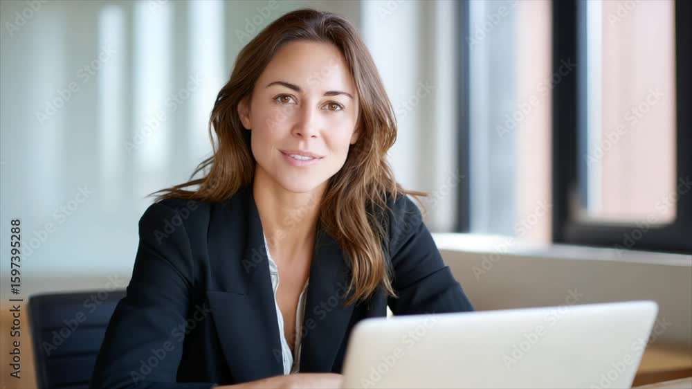 An attractive woman in her late thirties sitting at the table with laptop An attractive woman in her late thirties sitting at the table with laptop