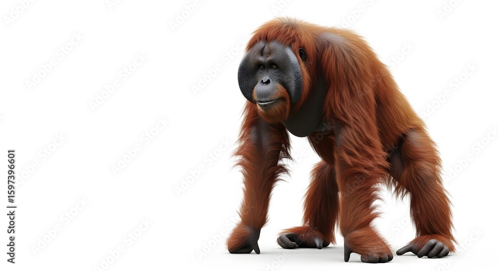 Orangutan (Orang Utan) set against white solid background Orangutan (Orang Utan) set against white solid background