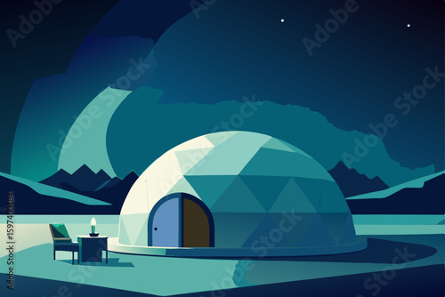 arctic dome habitat living room with layered 