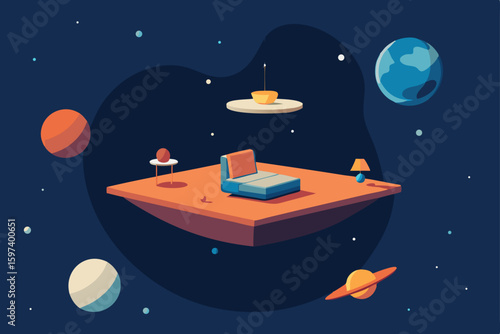 astral observatory living room floating in a 