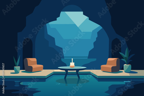 cave of echoes living room with naturally carved 