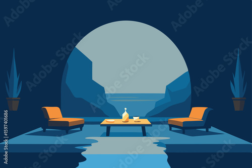 cave of echoes living room with naturally carved 