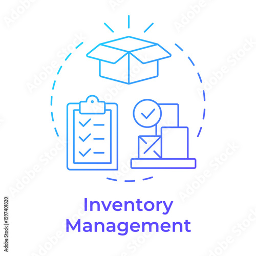 Inventory management blue gradient concept icon. Forecasting production needs. Benefit of capacity regulation. Round shape line illustration. Abstract idea. Graphic design. Easy to use in presentation