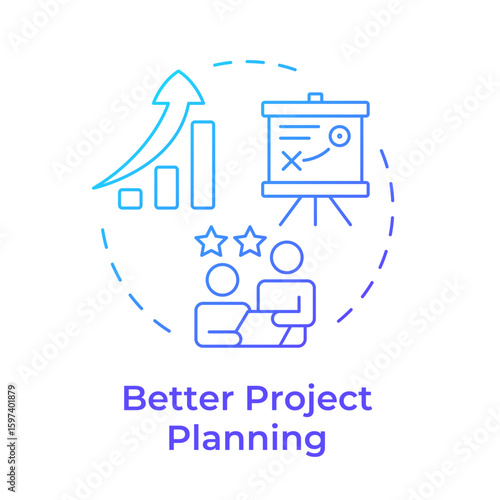 Better project planning blue gradient concept icon. Structured organization. Benefit of capacity management. Round shape line illustration. Abstract idea. Graphic design. Easy to use in presentation