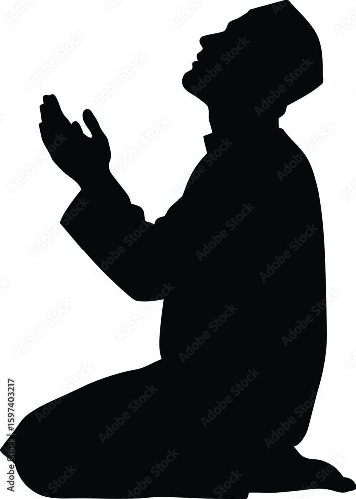 Vector art of man praying isolated on transparent background Vector art of man praying isolated on transparent background