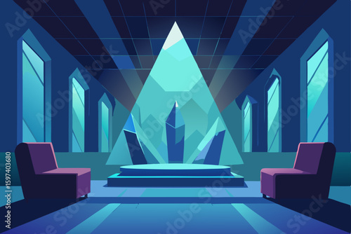 crystal cavern living room with refracted light 