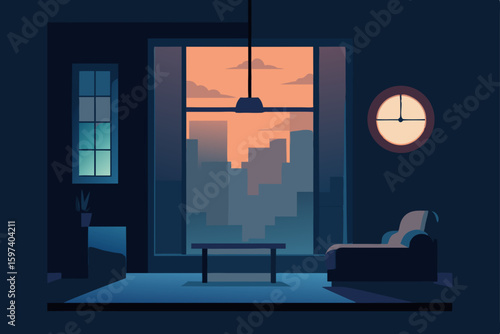 dreamlike foggy window living room with blurred 