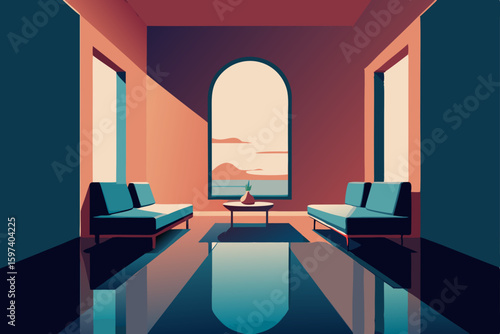 dreamlike mirror room living room with endless 