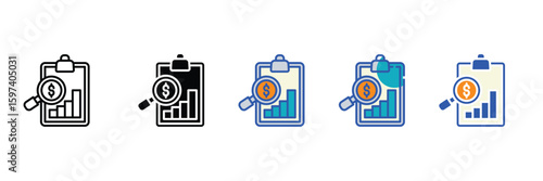 Financial Audit Report Icon Set Multiple Style Collection