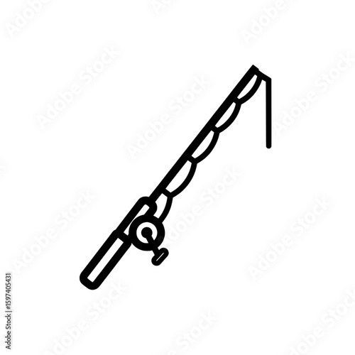 Fishing rod with reel and line for outdoor activity