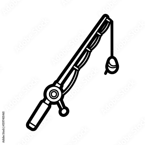 Fishing rod with reel and line ready for fishing activities