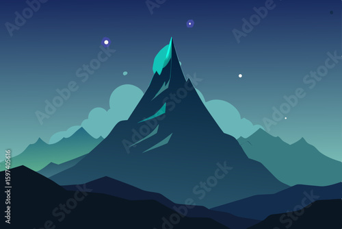 fantasy nighttime mountaintop with glowing runes 
