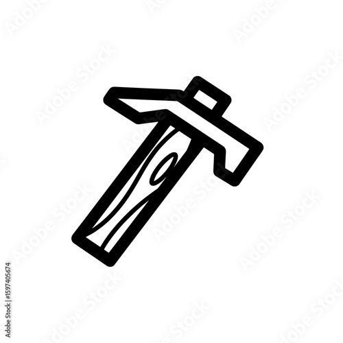 Hammer icon with bold outline for construction and repair symbols