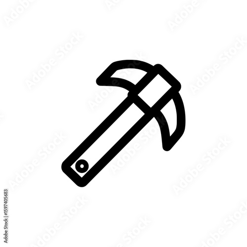 Hammer with pickaxe in minimalist outline style for construction