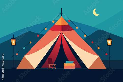 festival tent living room with colorful fabrics