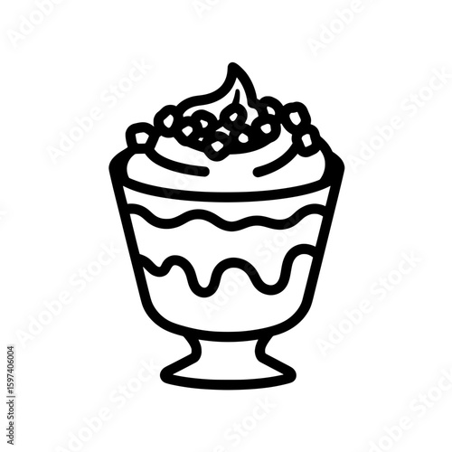 Ice cream sundae in a dessert bowl with toppings