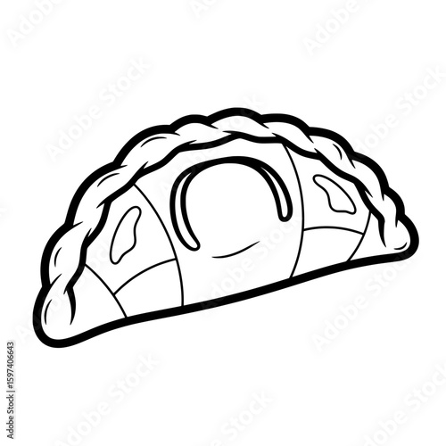 Line art taco with taco shell and fillings for food illustration