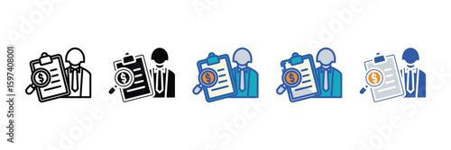 Auditor Icon Set Multiple Style Collection