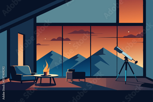 glass mountain observatory living room with crisp .svg