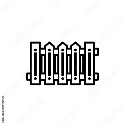 Stylized xylophone with musical keys and mallets for music education