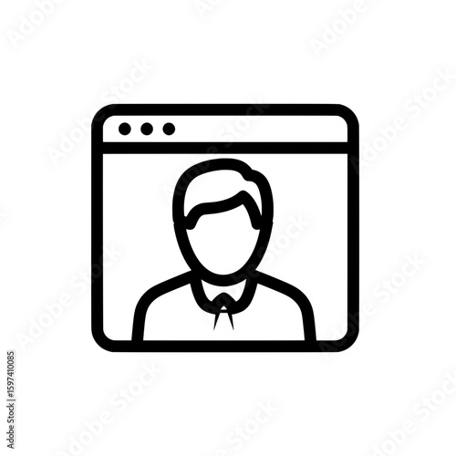 Webcam profile icon with minimal outline style for user interface