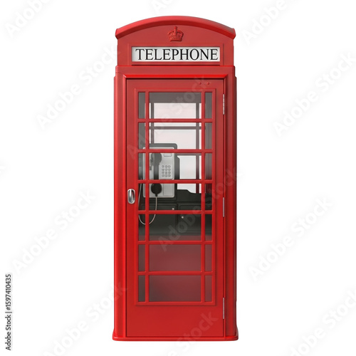 Classic red telephone booth from london england isolated on transparent background