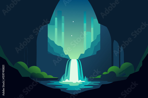 hidden waterfall cove living room behind a veil 