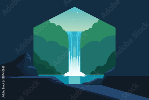 hidden waterfall cove living room behind a veil 
