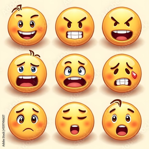 Emojis Showing Different Emotions Including Angry, Sad, Scared, and Happy